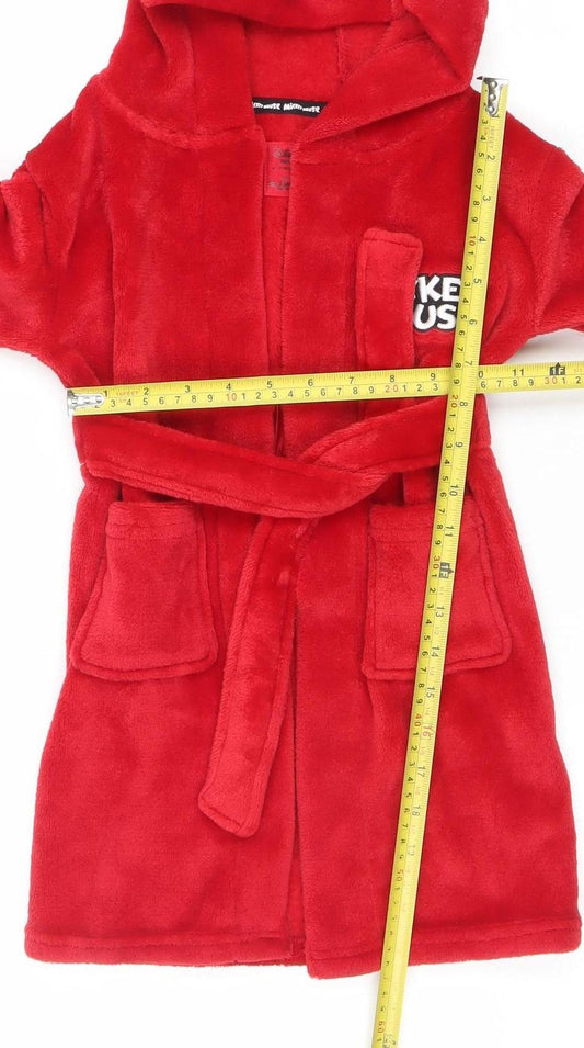 Disney Boys Red Mickey Mouse Fleece Hooded Robe 6 Years