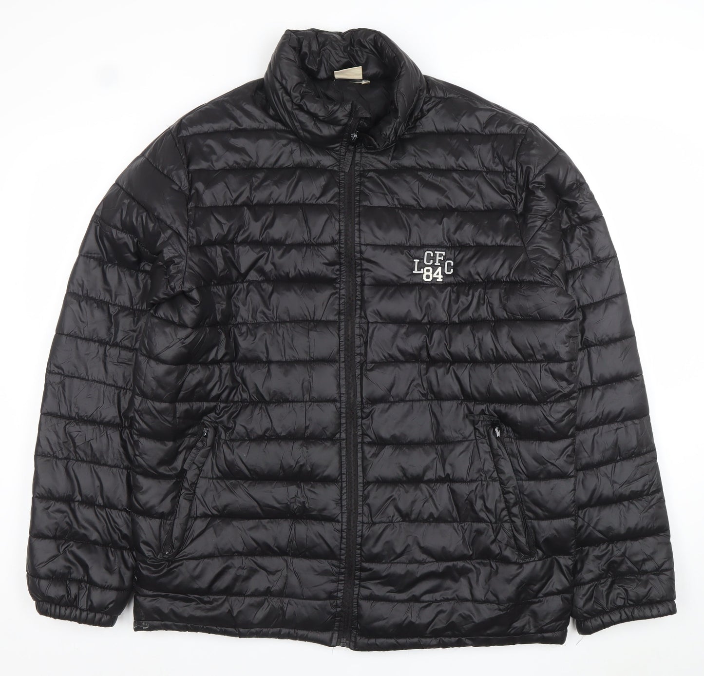 Mens UK Size L Leicester City Football Club Black Puffer Jacket