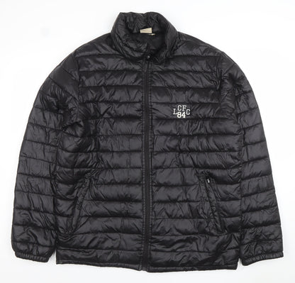 Mens UK Size L Leicester City Football Club Black Puffer Jacket