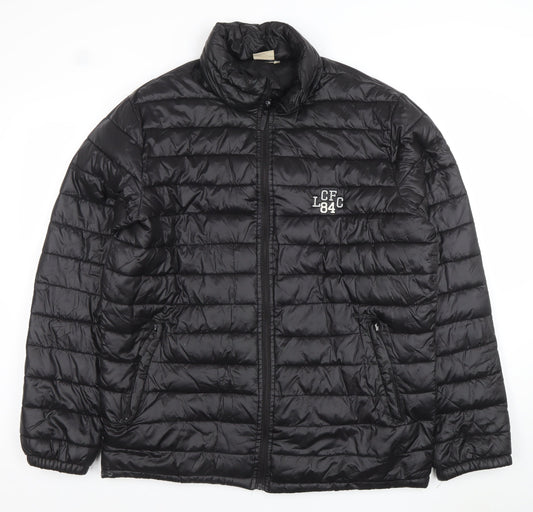Mens UK Size L Leicester City Football Club Black Puffer Jacket