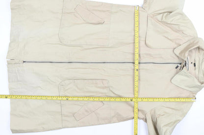 10 Seasons Women Beige Long Rain Coat M Full Zip Classic Style