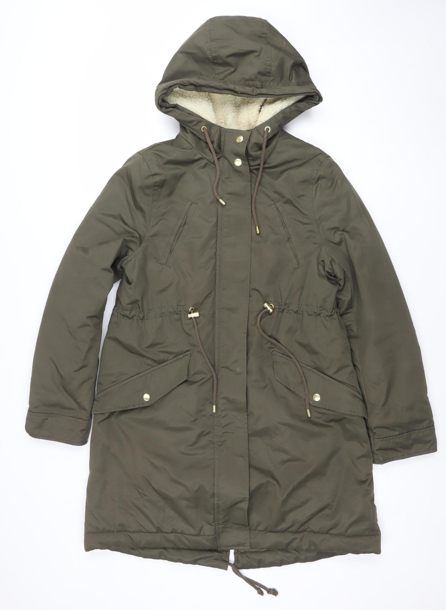 Womens UK Size XS H&M Green Parka Coat