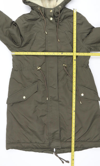 Womens UK Size XS H&M Green Parka Coat