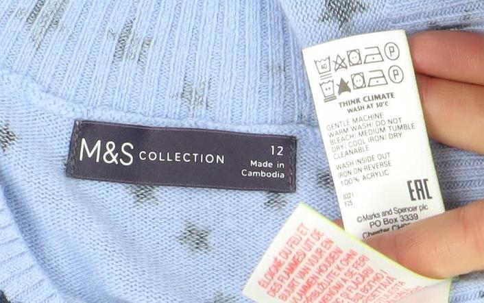 Womens UK Size 12 Marks and Spencer Blue Pullover Jumper
