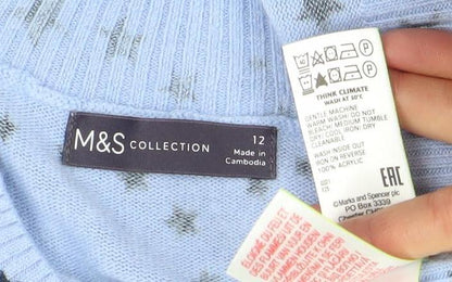 Womens UK Size 12 Marks and Spencer Blue Pullover Jumper