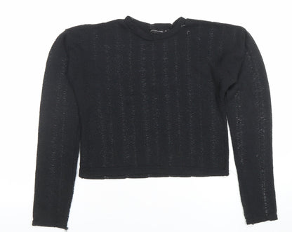 Womens UK Size 6 PRETTYLITTLETHING Black Cropped T-Shirt