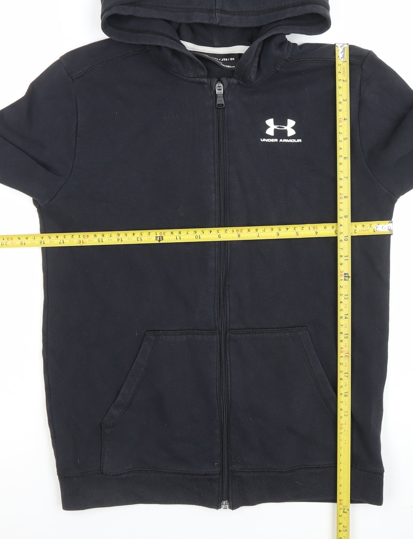 Boys UK Size XL Under armour Black Full Zip Hoodie
