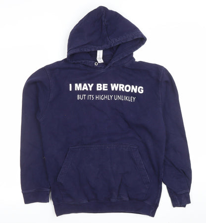 Mens UK Size S JustHoods Blue Pullover Hoodie