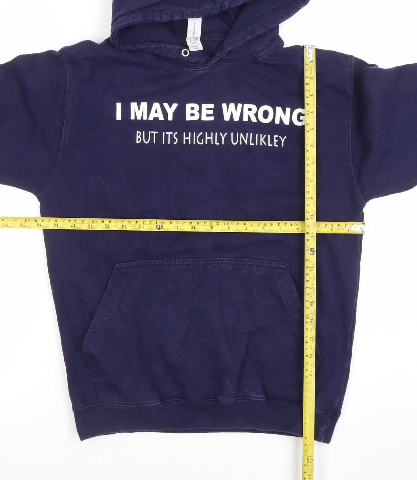 Mens UK Size S JustHoods Blue Pullover Hoodie