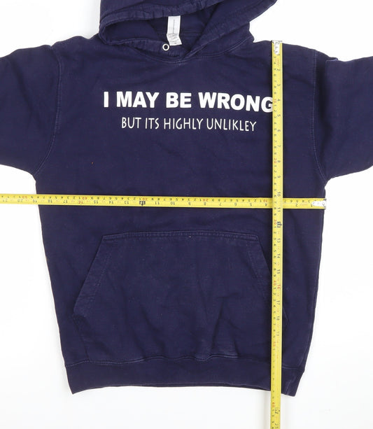 Mens UK Size S JustHoods Blue Pullover Hoodie