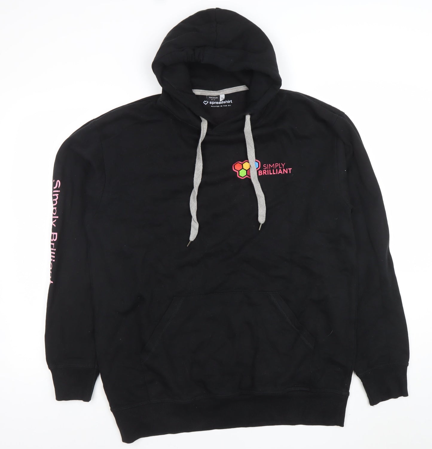 Mens UK Size XL Spreadshirt Black Pullover Hoodie
