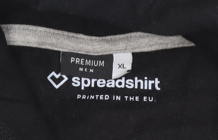 Mens UK Size XL Spreadshirt Black Pullover Hoodie