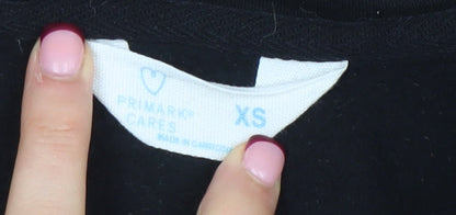 Womens UK Size XS Primark Black Full Zip Hoodie