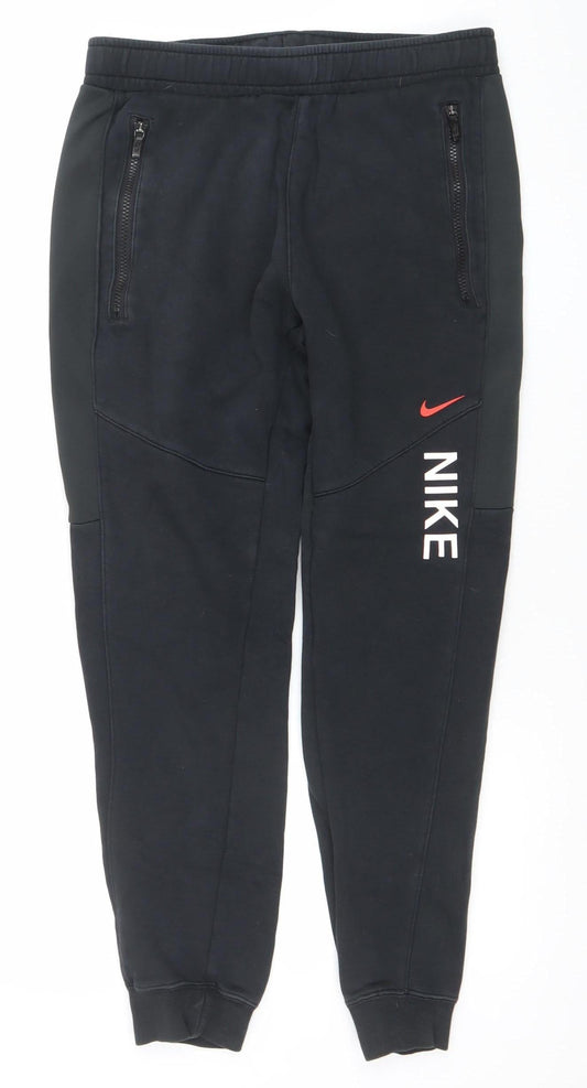 Mens UK Size S Nike Regular Fit Jogger Black Trousers