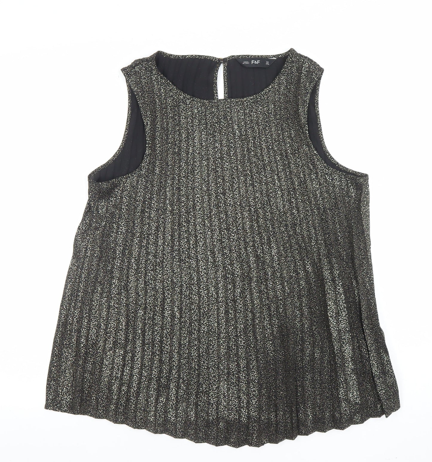 Womens UK Size 10 F&F Black Tunic Blouse
