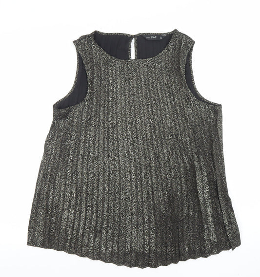 Womens UK Size 10 F&F Black Tunic Blouse