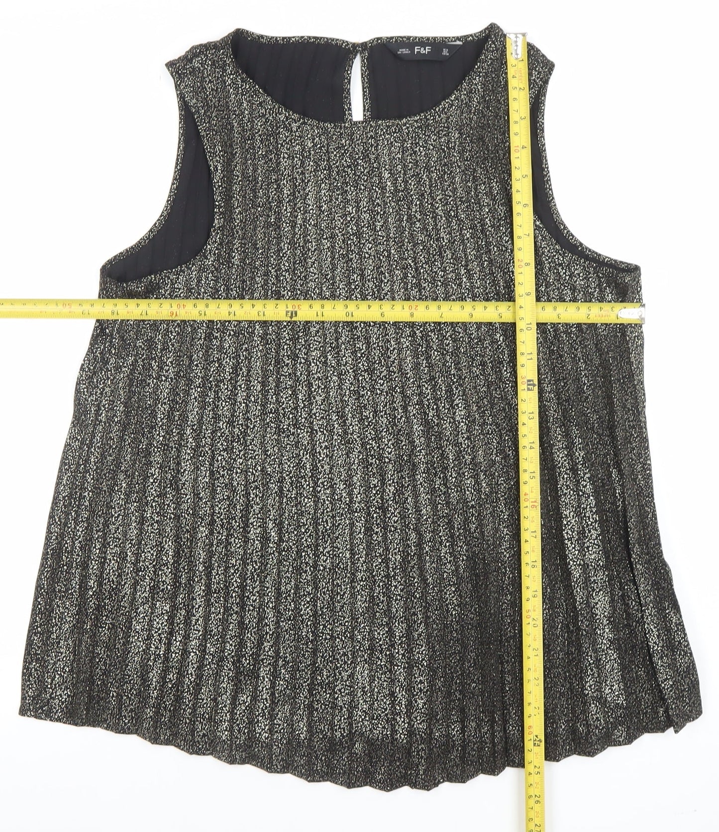 Womens UK Size 10 F&F Black Tunic Blouse