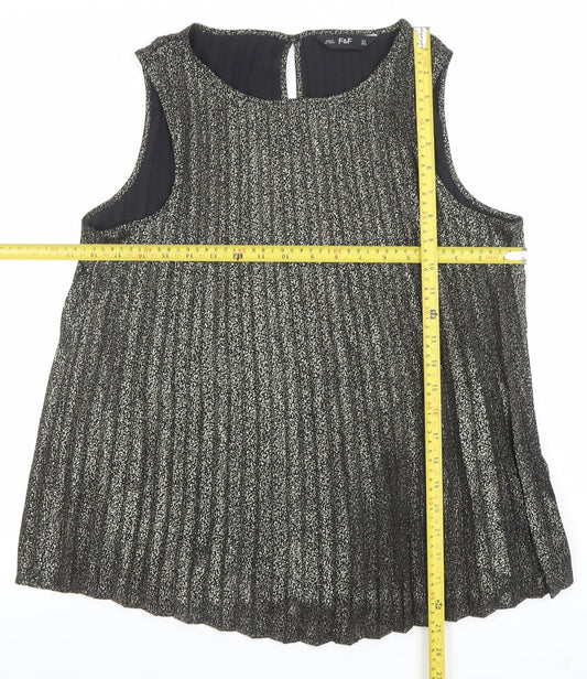 Womens UK Size 10 F&F Black Tunic Blouse