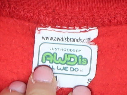 Womens UK Size S Awdis Red Pullover Hoodie