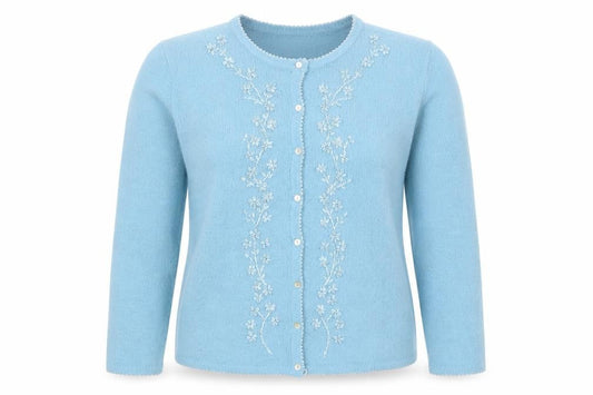 Bonmarché Women's Blue Embroidered Cardigan S/M Acrylic Viscose