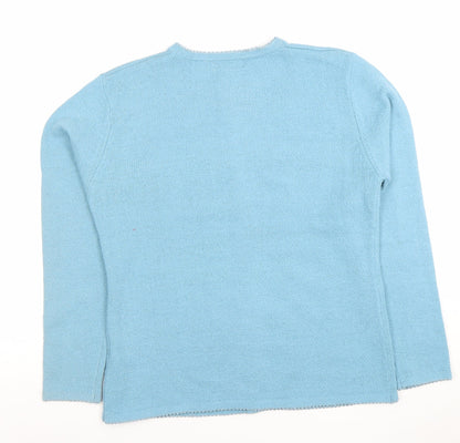Womens UK Size S/M Bon Marché Blue Cardigan Jumper