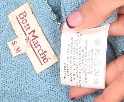 Womens UK Size S/M Bon Marché Blue Cardigan Jumper