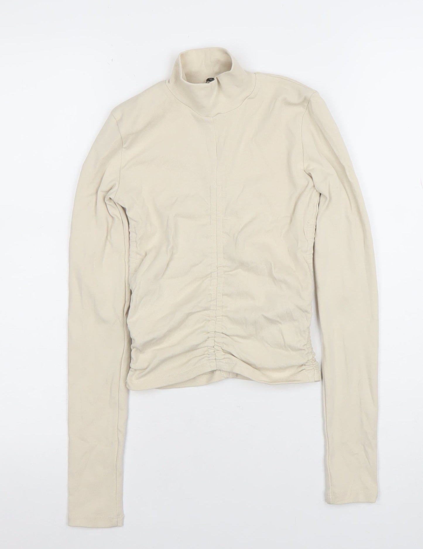 Womens UK Size S Zara Beige Basic T-Shirt