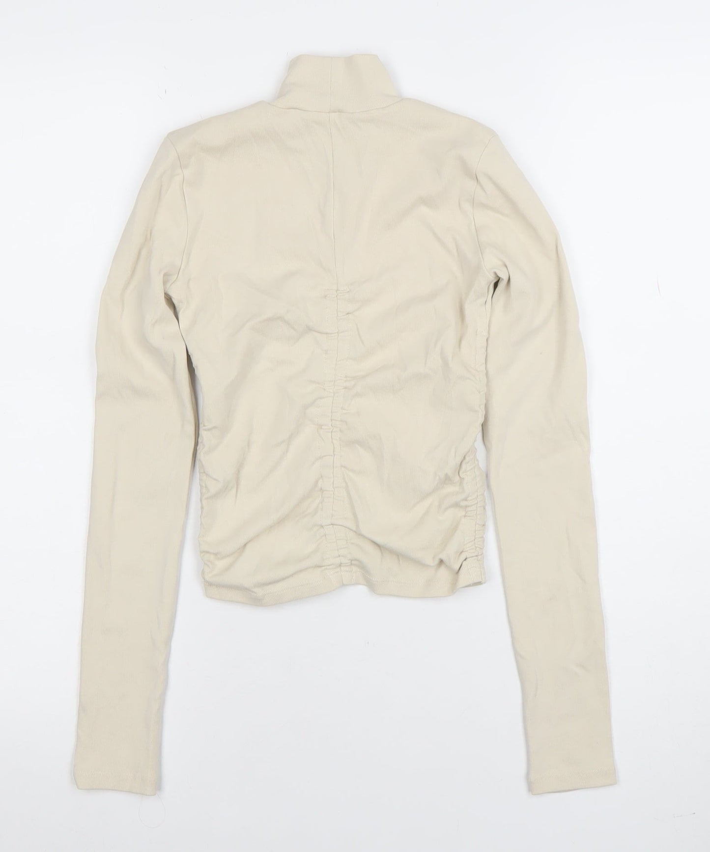 Womens UK Size S Zara Beige Basic T-Shirt