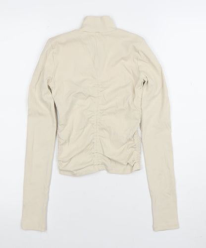 Womens UK Size S Zara Beige Basic T-Shirt