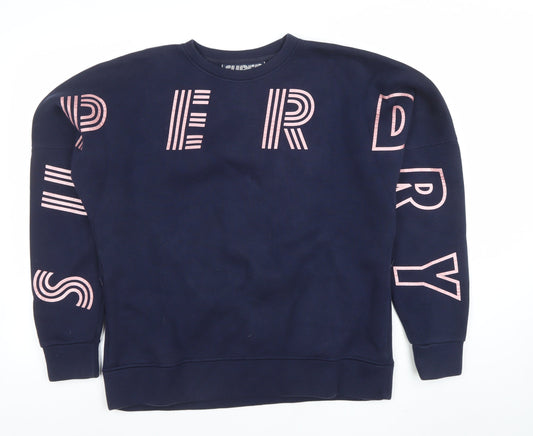 Womens UK Size 14 Superdry Blue Pullover Sweatshirt