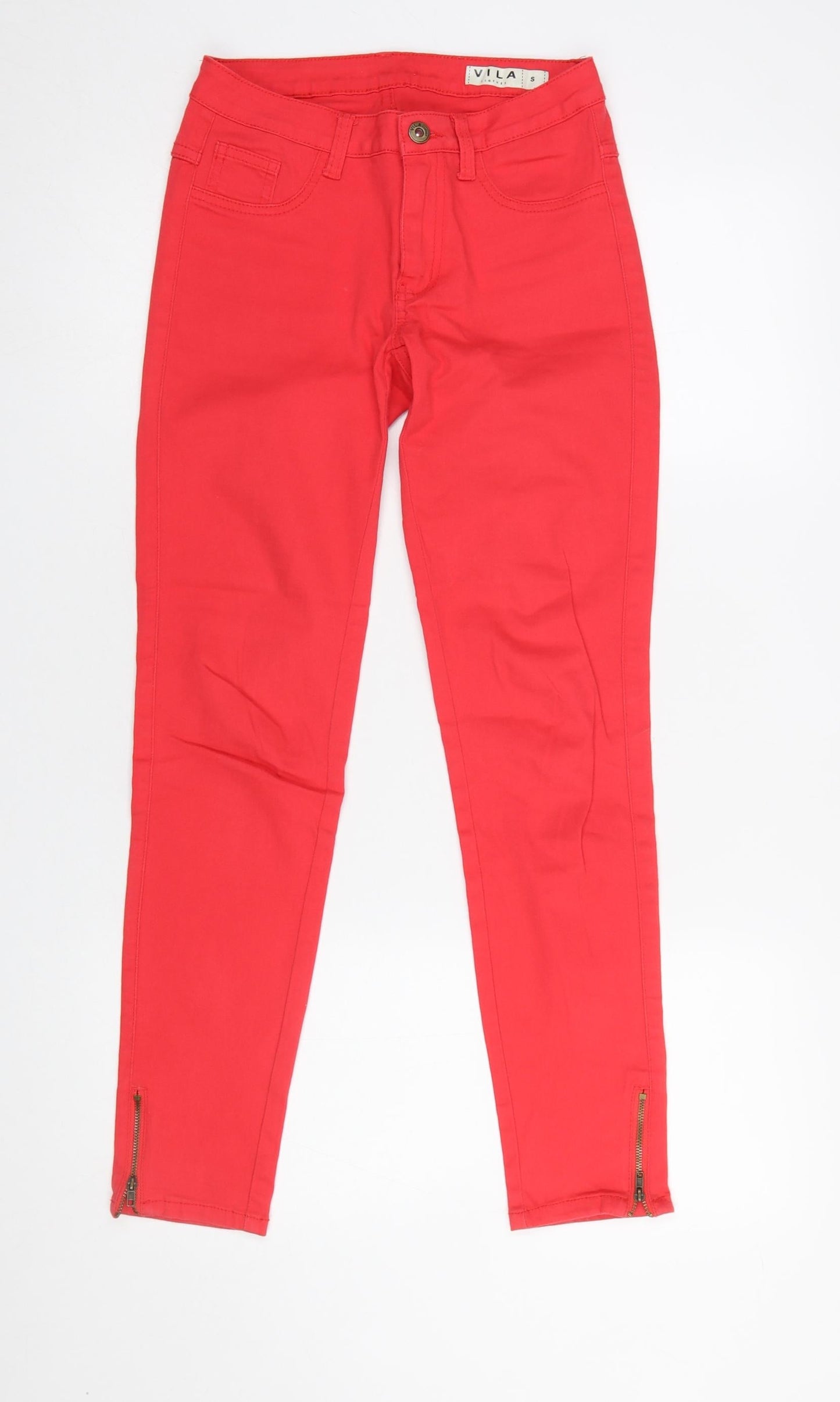 Womens UK Size S VILA Slim Fit Ankle Red Jeans