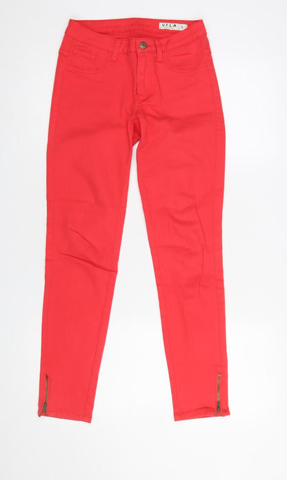 Womens UK Size S VILA Slim Fit Ankle Red Jeans