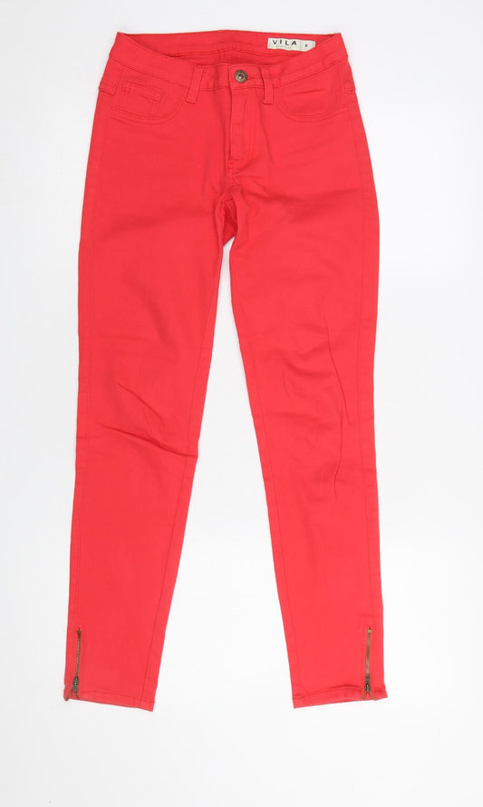 Womens UK Size S VILA Slim Fit Ankle Red Jeans