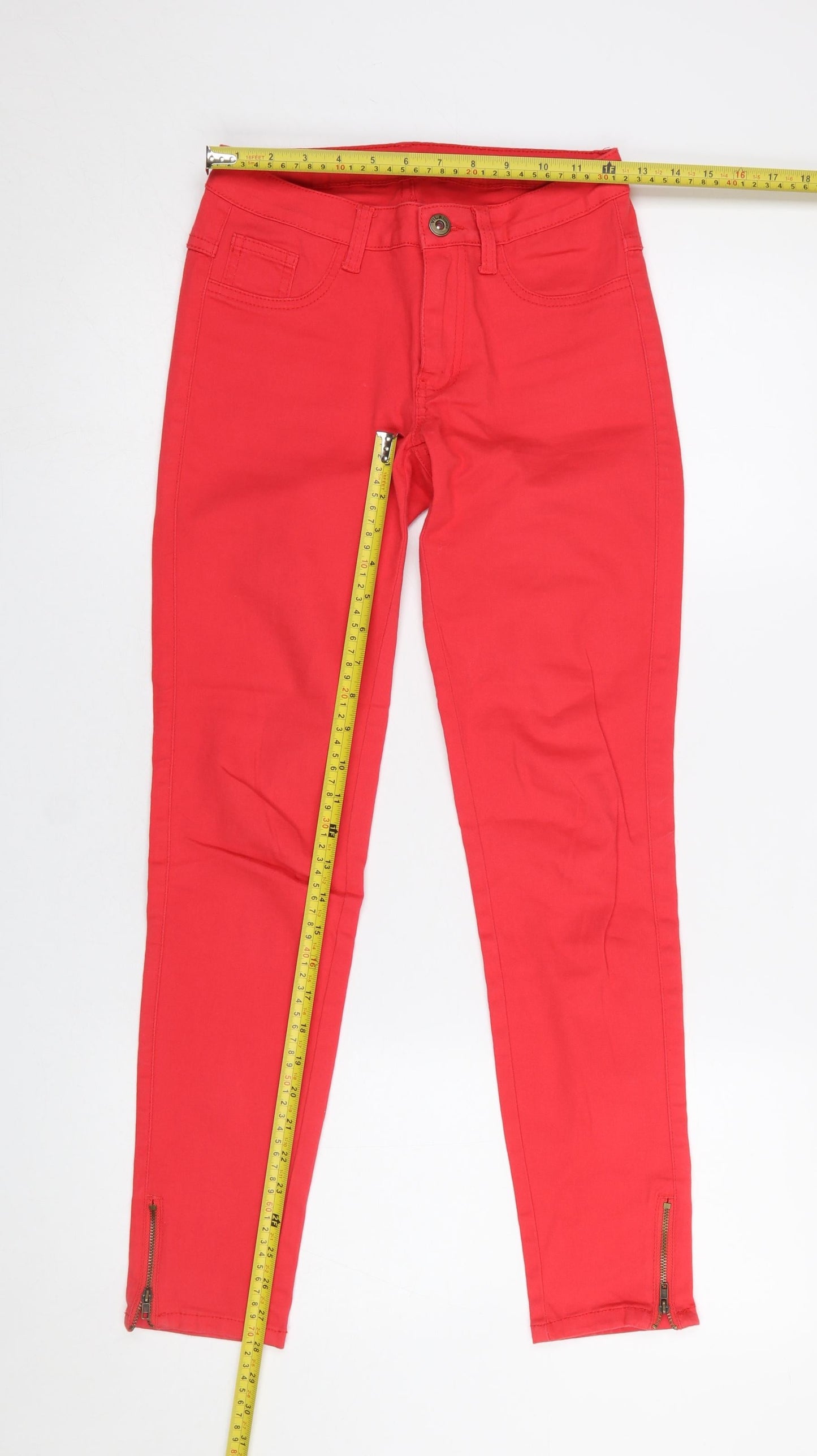 Womens UK Size S VILA Slim Fit Ankle Red Jeans