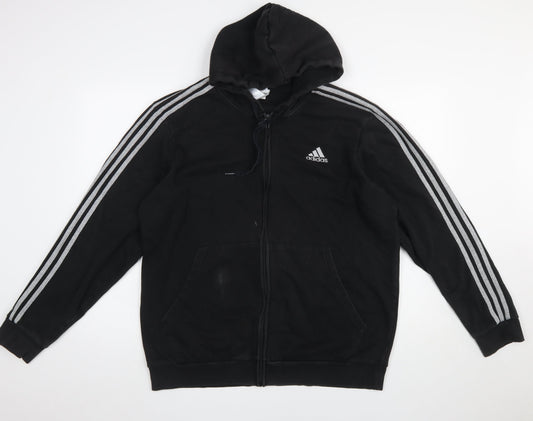 Womens UK Size XL adidas Black Full Zip Hoodie