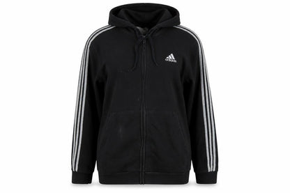 Front view of Adidas women’s black xl full zip hoodie sweatshirt with logo