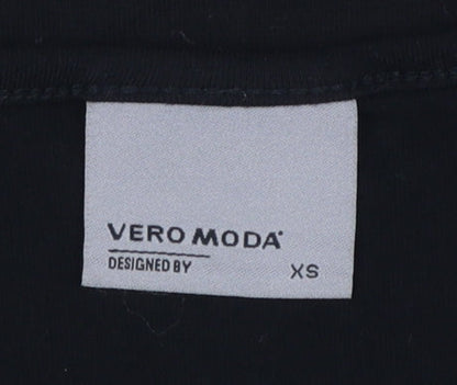 Womens UK Size XS VERO MODA Black Basic T-Shirt