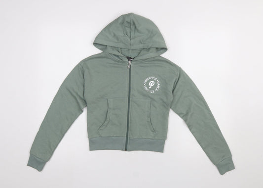 Girls UK Size 9-10 Years Pineapple Green Full Zip Hoodie