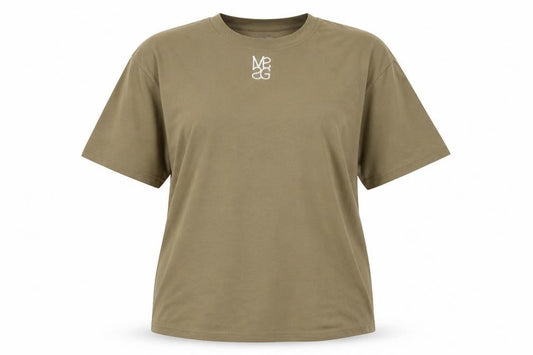 Front view of Missguided Women’s Brown Short Sleeve Relaxed Fit Cotton T-Shirt L