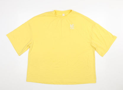 Womens UK Size M Missguided Yellow Basic T-Shirt