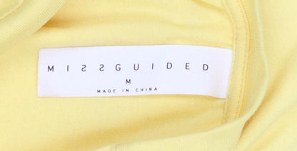 Womens UK Size M Missguided Yellow Basic T-Shirt