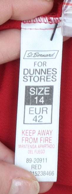 Womens UK Size 14 Dunnes Red Tunic Blouse