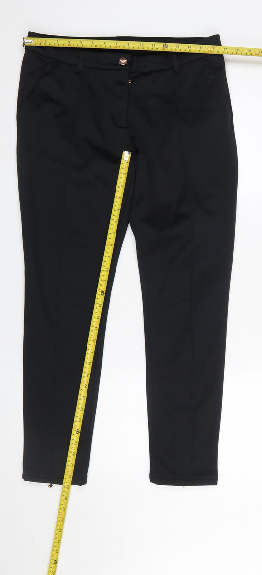 Womens UK Size L Emporio Armani Slim Fit Casual Travel Workwear Black Trousers