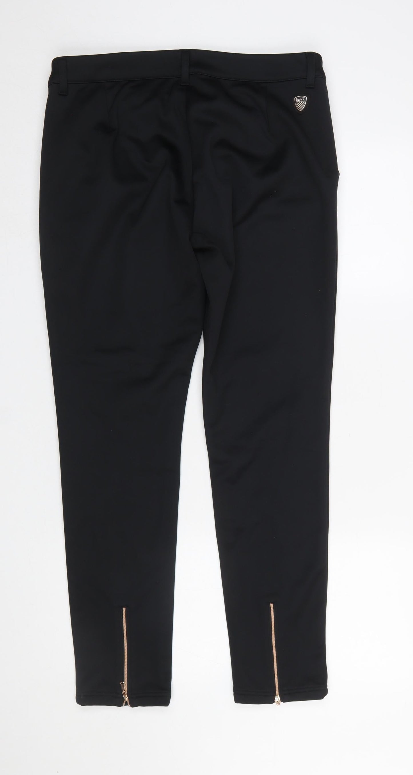 Womens UK Size L Emporio Armani Slim Fit Casual Travel Workwear Black Trousers