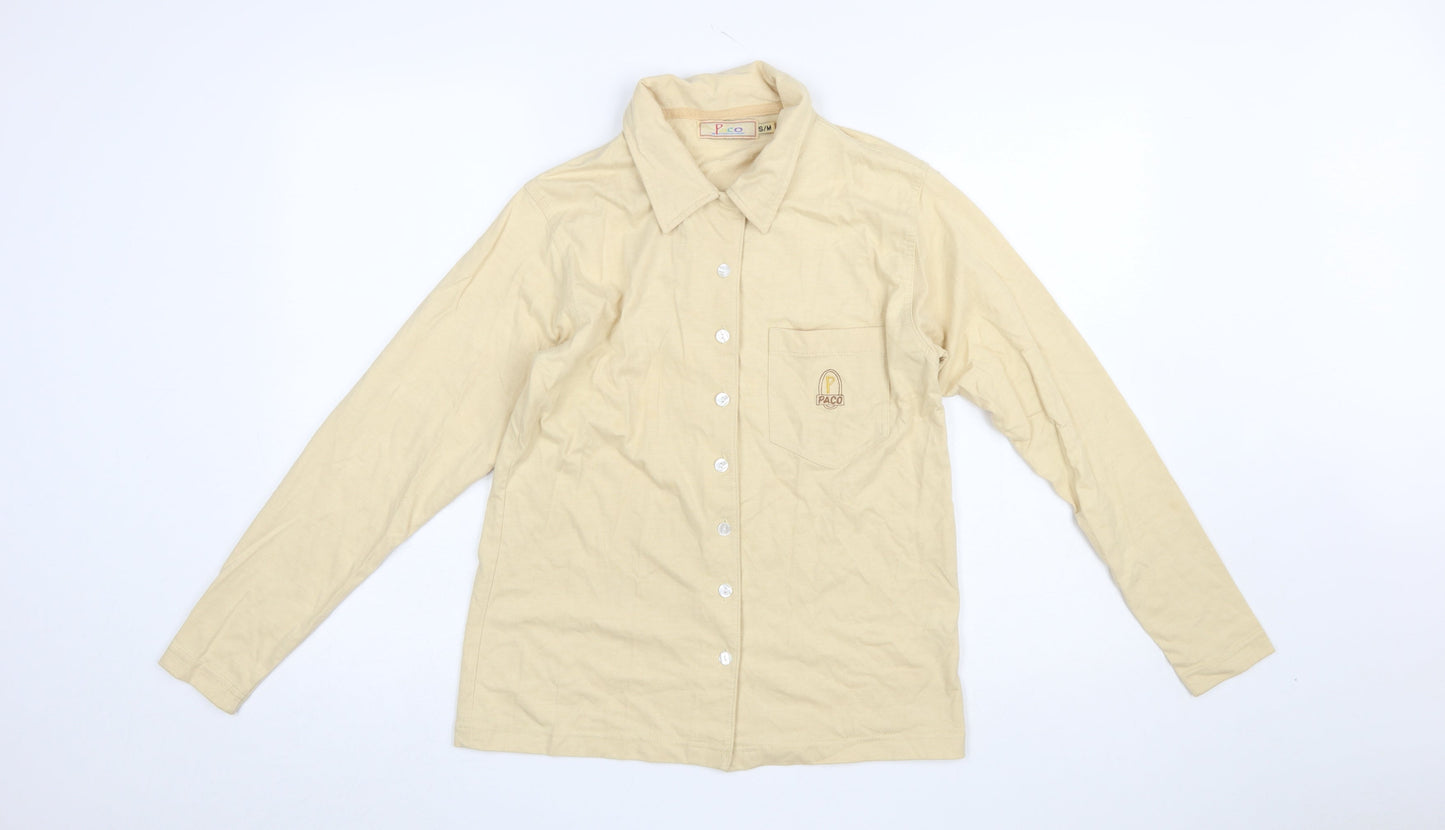 Womens UK Size S PACO Beige Basic Button-Up