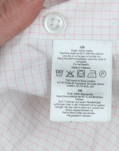 Mens UK Collar Size 15 T.M. Lewin Smart Pink  Dress Shirt