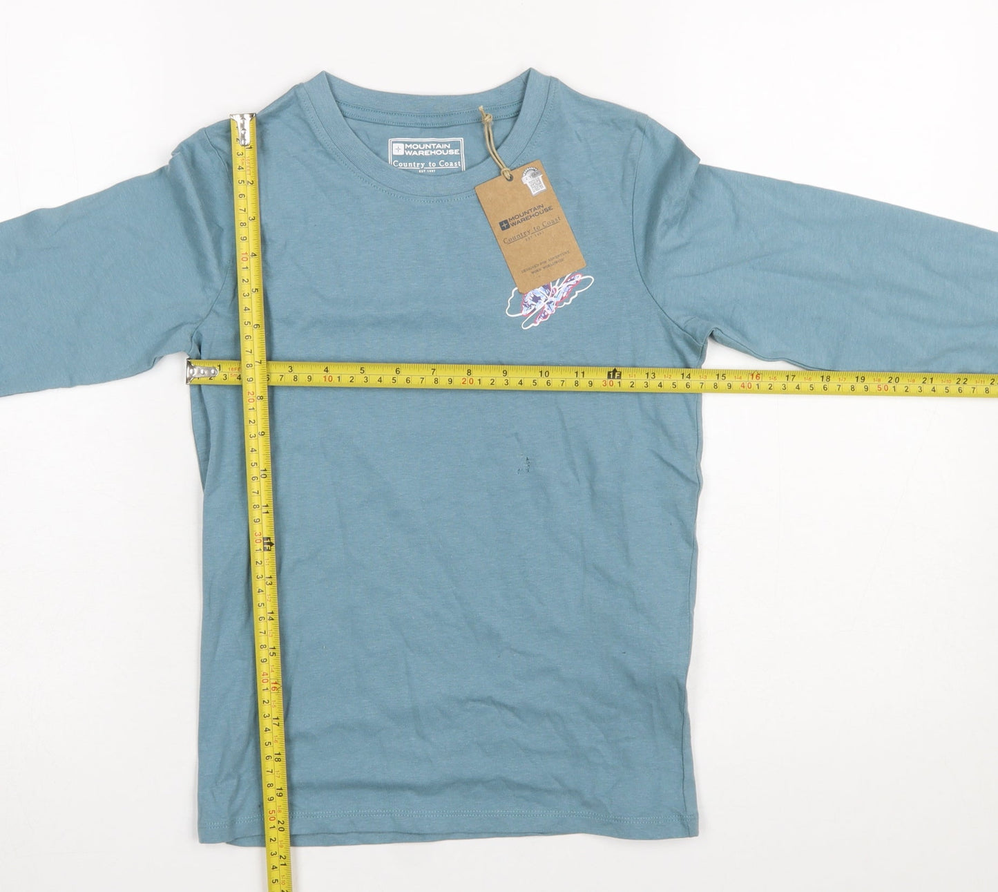 Mountain Warehouse Girls Blue Long Sleeve Cotton T-Shirt 9-10 Years Casual
