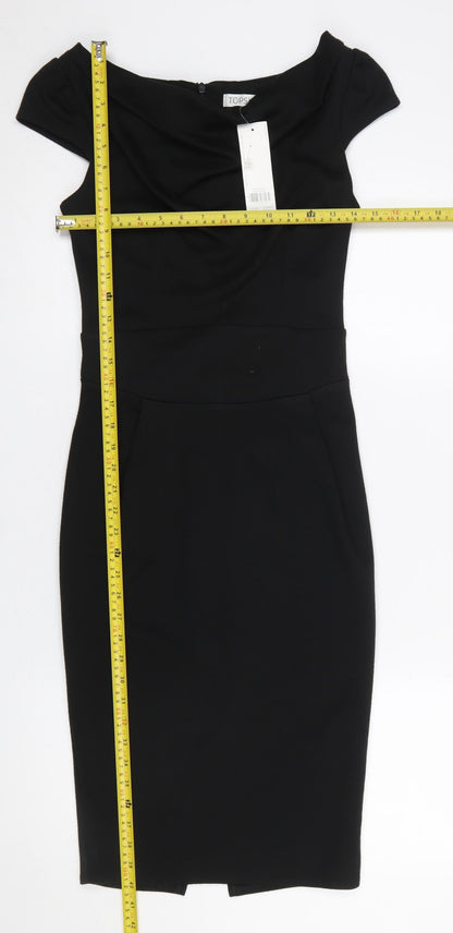 Topshop Women’s Black Size 8 Off Shoulder Pencil Dress