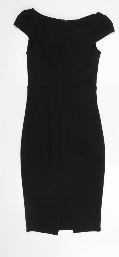 Topshop Women’s Black Size 8 Off Shoulder Pencil Dress