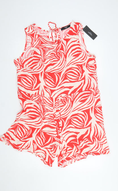 Vero Moda Curve Red White Cotton Sleeveless Playsuit UK 16